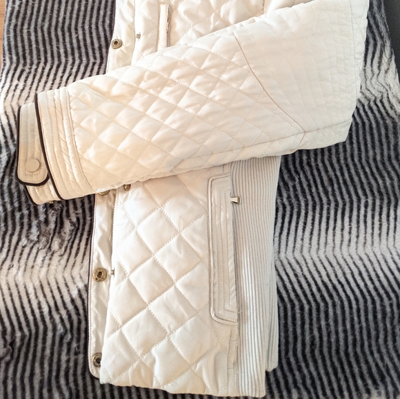 Cream & Gold Puffer Women Jacket Quilted Size M - Picture 7 of 7